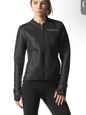 Adidas Adistar Black Swiss Dot Wuilted Quilted Zip-Front Women's Jacket